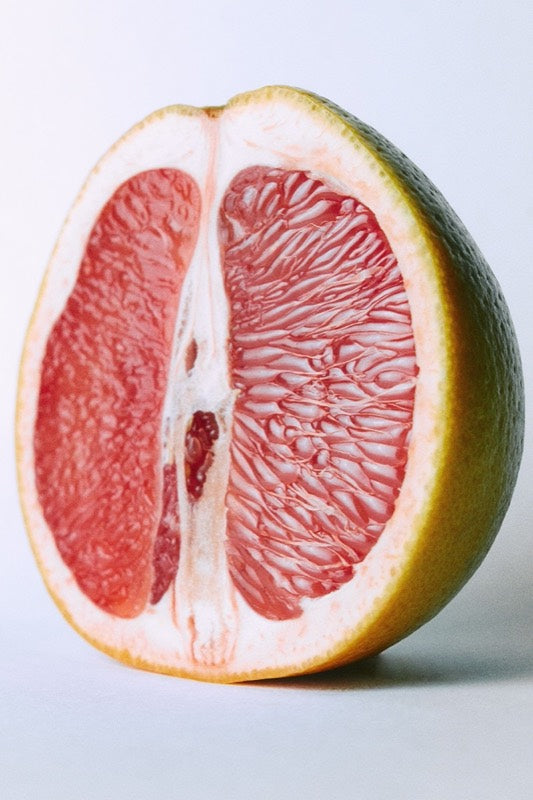 A pomelo cut in half